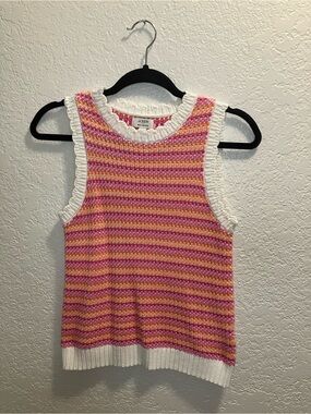 Scallop Trim Cotton Sweater Tank